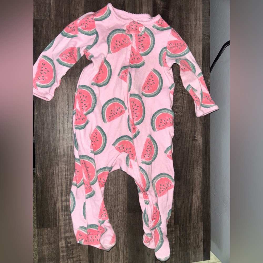 Carter's Pink Watermelon Baby footie Outfit 3-6 months